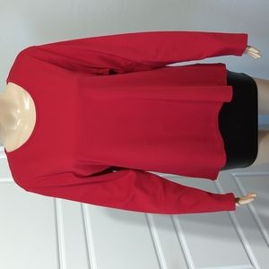 100% Pima Cotton Croft & Borrow Petite Red Crew Neck Long Sleeve Tee Size PXL